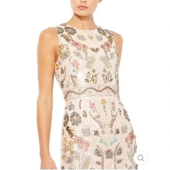 Mac Duggal Sleeveless Beaded Sequin Dress Short Midi Size 8 93535 NEW - Picture 2 of 10